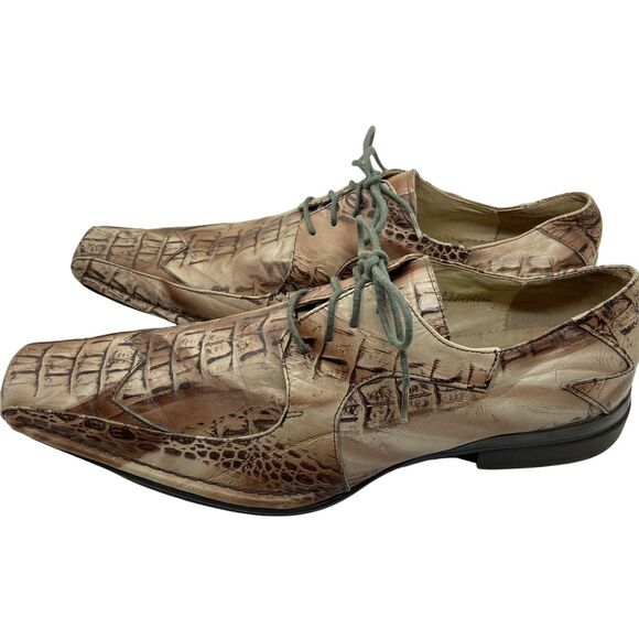 Funky Oxford Dress Shoes Vintage Giavanni Express Men Cream Brown Leather SZ 12